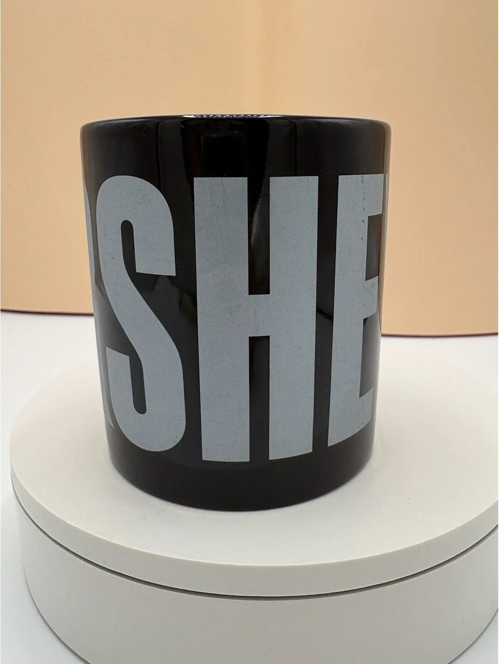 Gallerie Hershey's Black Ceramic Coffee Mug Gray Lettering 14 oz MW/DS Safe